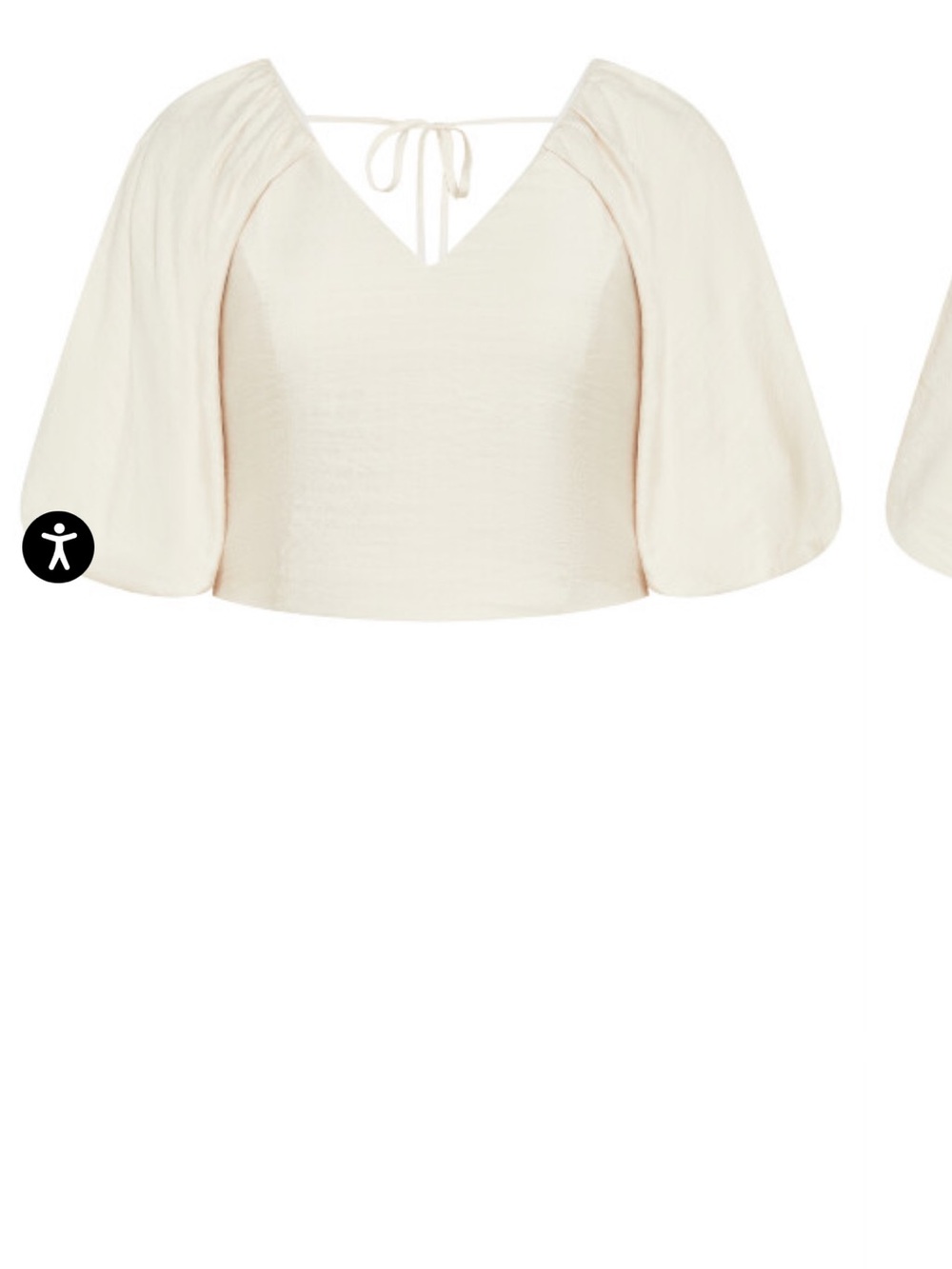 City Chic Cream Puff-Sleeve Crop Top
